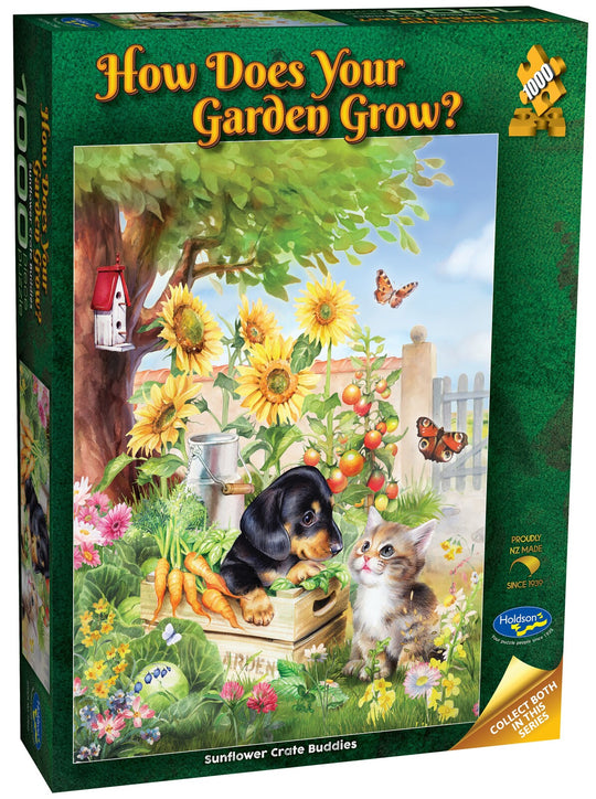 Holdson: How Does Your Garden Grow - Sunflower Crate Buddies Puzzle (1000pc Jigsaw) Board Game