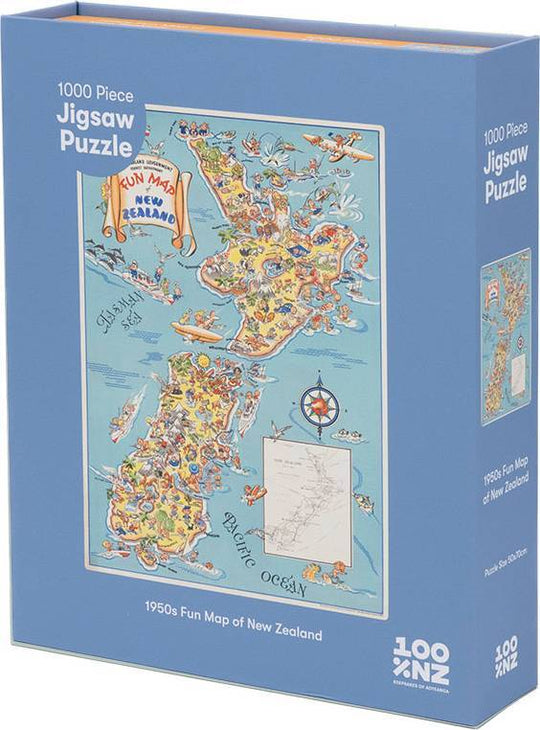 100%NZ: 1950s Fun Map Puzzle (1000pc Jigsaw) Board Game