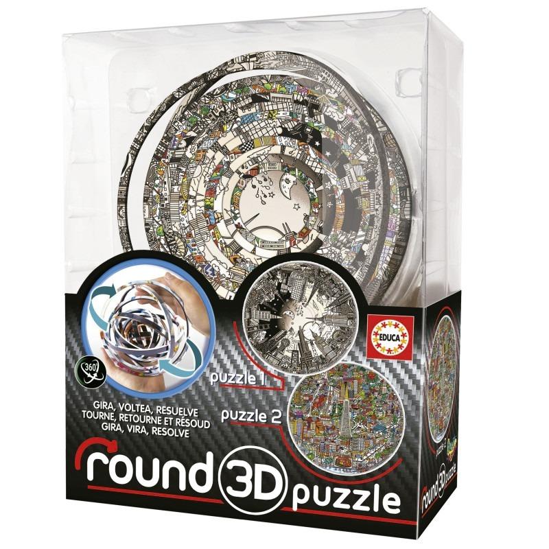 Educa: Charles Fazzino Round - 3D Puzzle Board Game