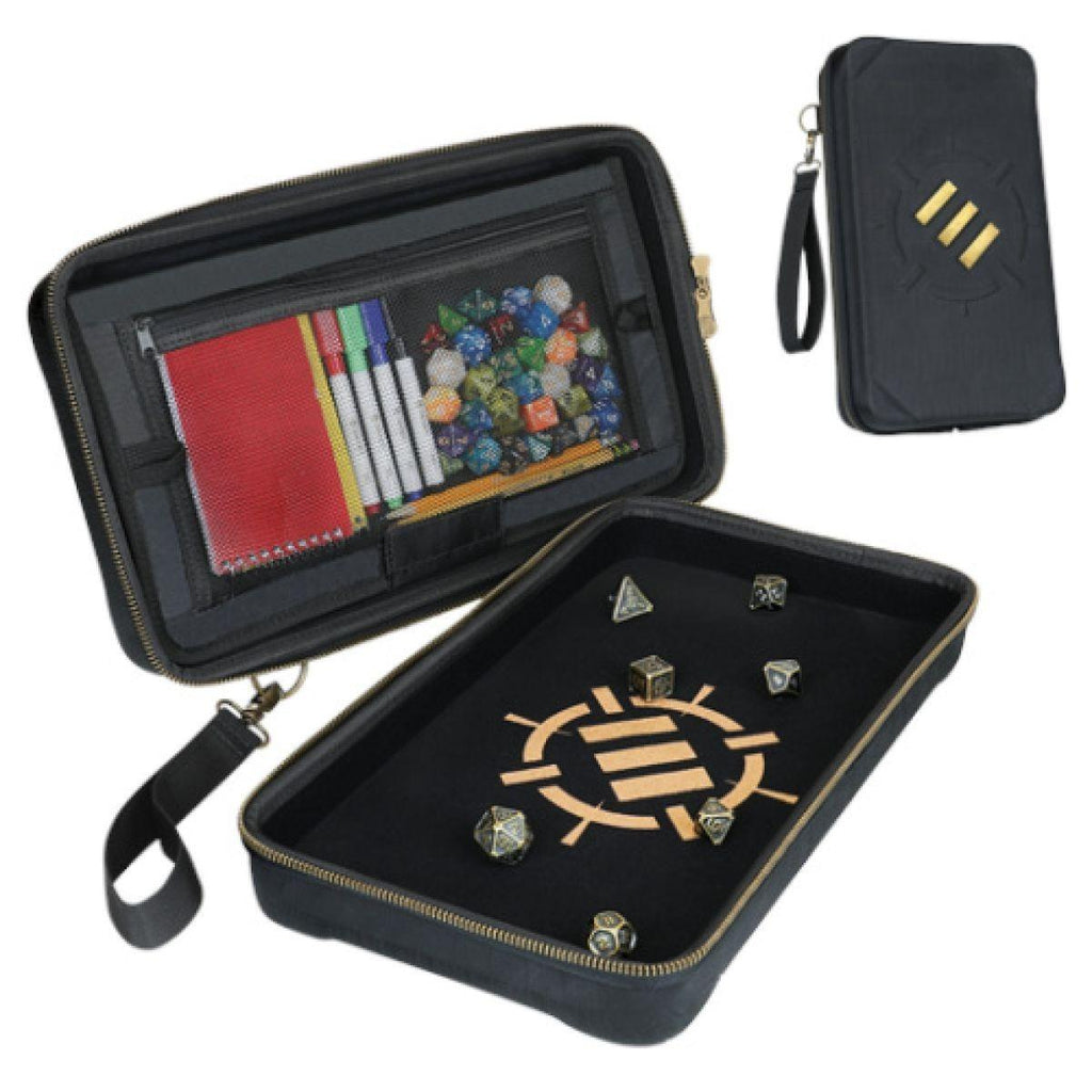 Enhance Tabletop: RPG Community Dice Organizer Case & XL Rolling Tray - Black