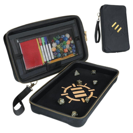 Enhance Tabletop: RPG Community Dice Organizer Case & XL Rolling Tray - Black