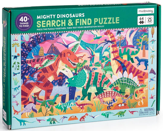 Mudpuppy: Mighty Dinosaurs - 64 Piece search and find Puzzle Board Game
