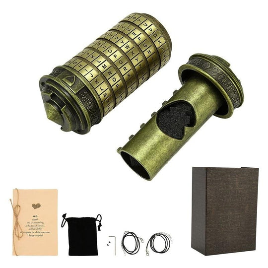 Mini Cryptex Lock Puzzle Box - Brass Board Game