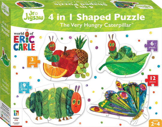 The Very Hungry Caterpillar - Shaped 4-in-1 Puzzles (3pc,6pc,9pc,12pc Jigsaws) Board Game