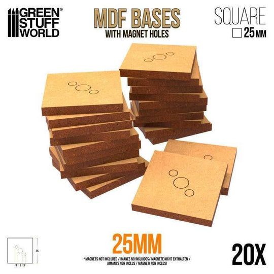 GSW: MDF Bases - Square (20pcs, 25mm)