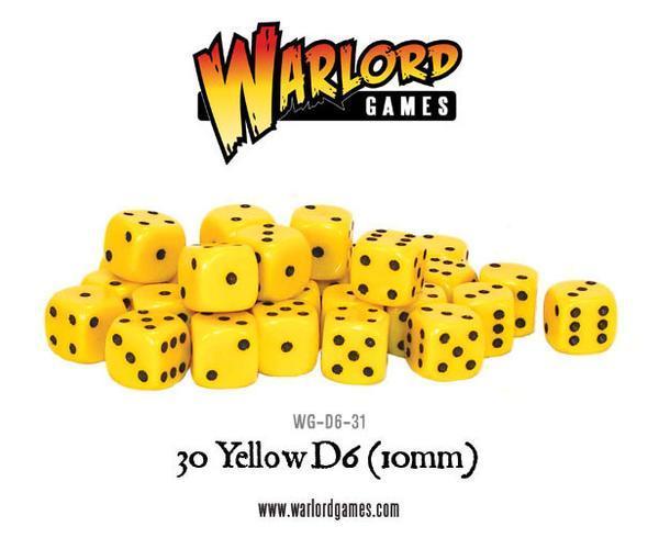 Warlord Games - 30 Yellow D6 (10mm)