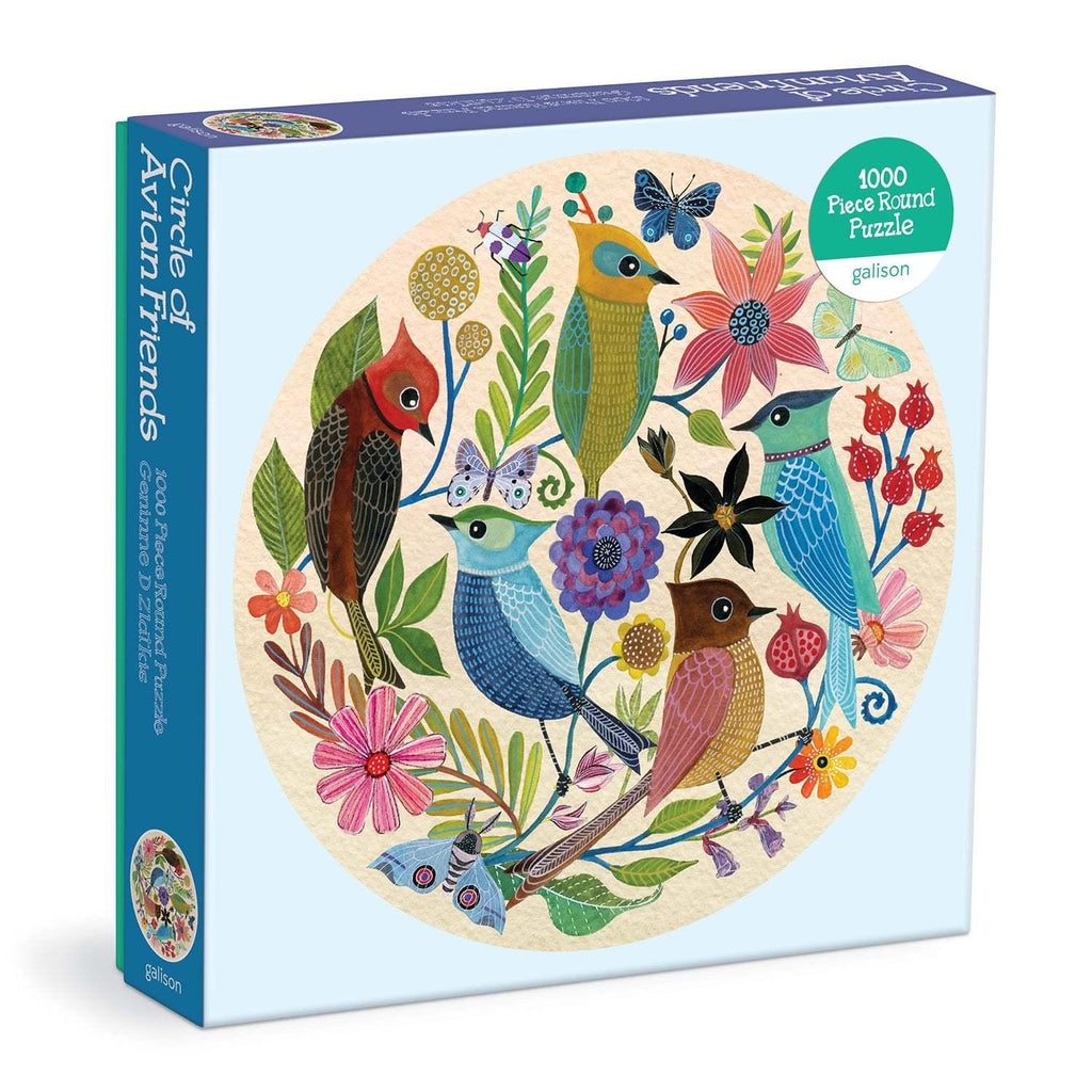 Galison: Circle of Avian Friends - Round Puzzle (1000pc Jigsaw) Board Game