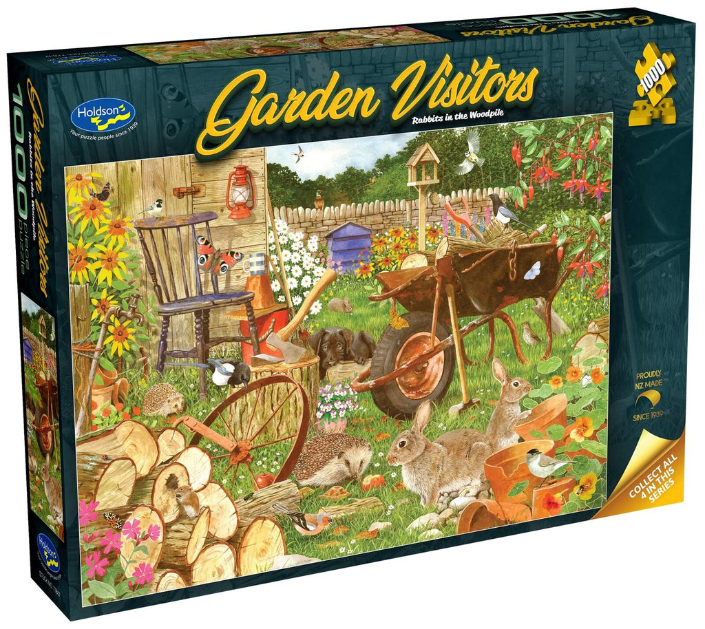 Garden Visitors: Rabbits in the Woodpile - Puzzle (1000pc Jigsaw) Board Game