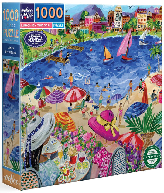 eeBoo: Lunch by the Sea - Square Puzzle (1000pc Jigsaw) Board Game