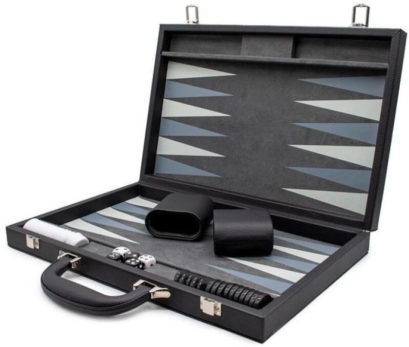 LPG: Leather Backgammon Set - Black Board Game