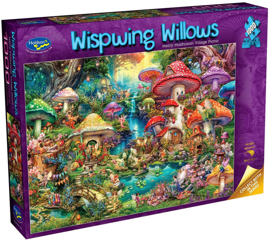 Wispwing Willows: Merry Mushroom Village Picnic - Puzzle (1000pc Jigsaw) Board Game