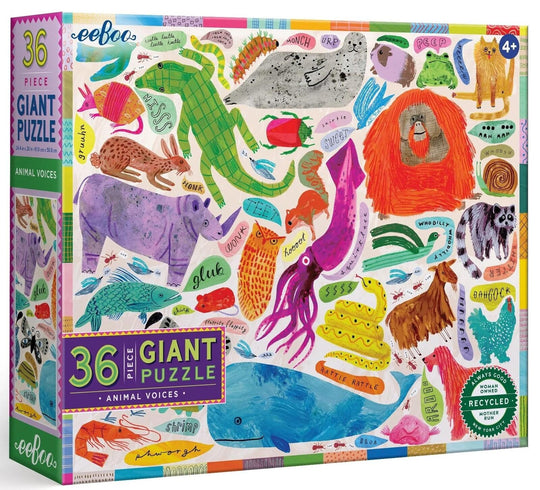 eeBoo: Giant Animal Voices - Puzzle (36pc Jigsaw) Board Game