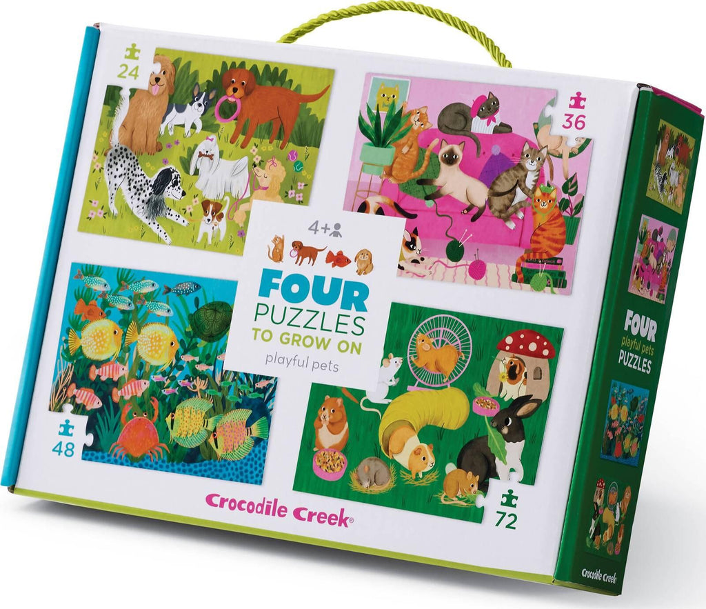Crocodile Creek: Playful Pets - 4-in-1 Puzzles (24pc,36pc,48pc,72pc Jigsaws) Board Game
