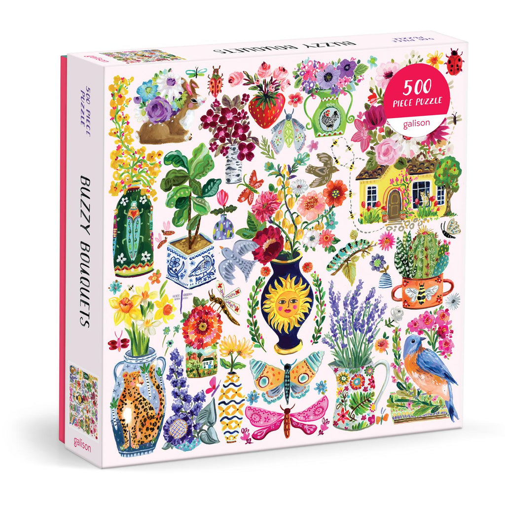 Galison: August Wren Buzzy Bouquets - 500 Piece Puzzle Board Game