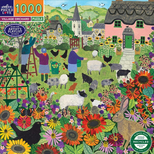 eeBoo: Village Orchard Square (1000pc Jigsaw) Board Game