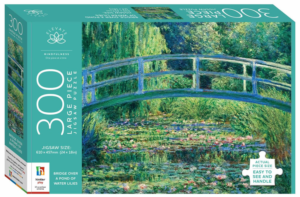 Hinkler: Bridge Over a Pond of Water Lilies - Large Piece Puzzle (300pc Jigsaw) Board Game