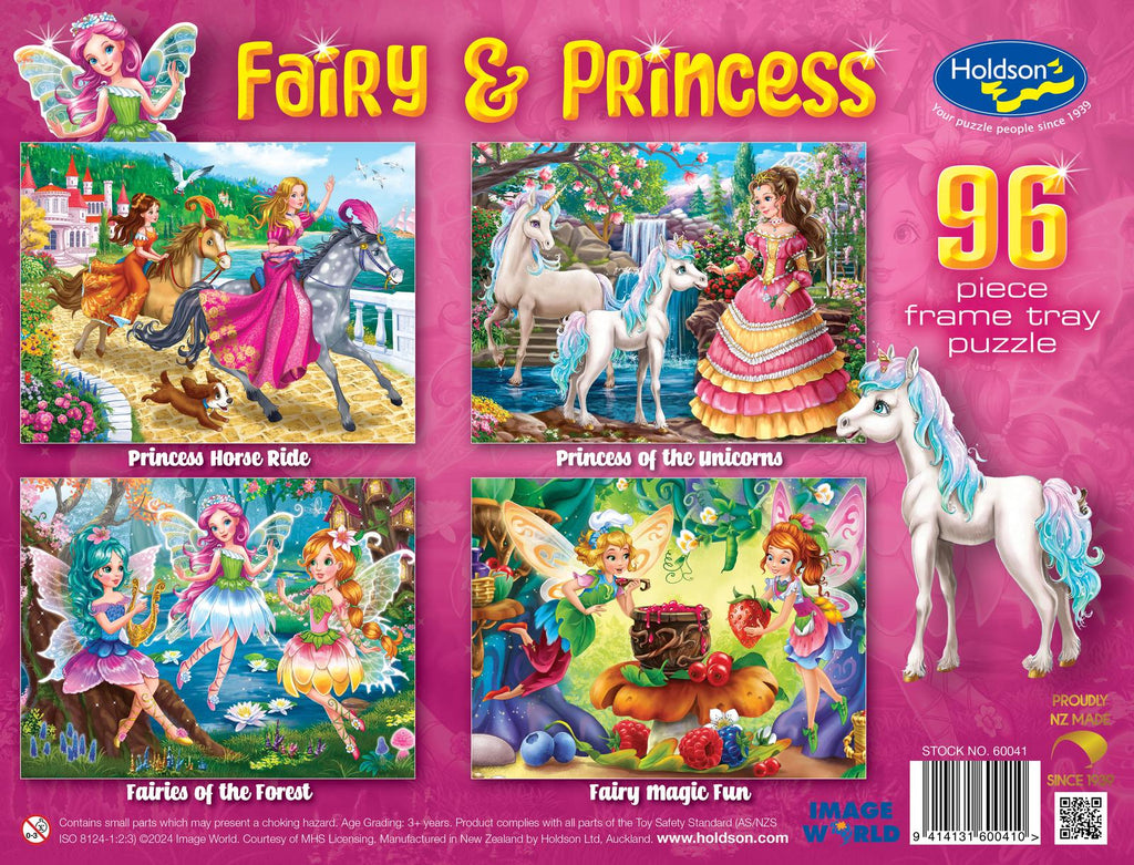 Holdson: Fairy & Princess - Frame Tray Puzzles (4x96pc Jigsaws) Board Game