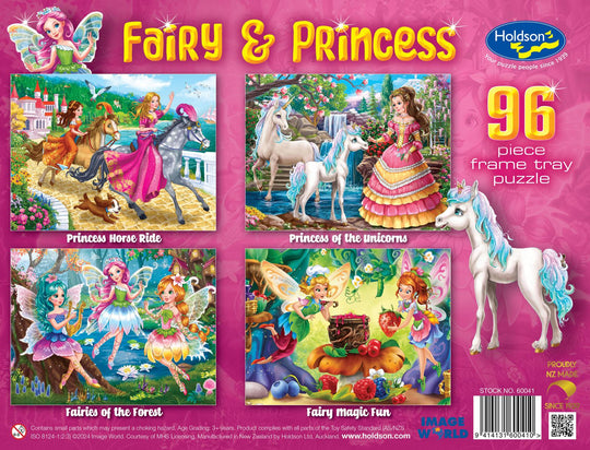 Holdson: Fairy & Princess - Frame Tray Puzzles (4x96pc Jigsaws) Board Game