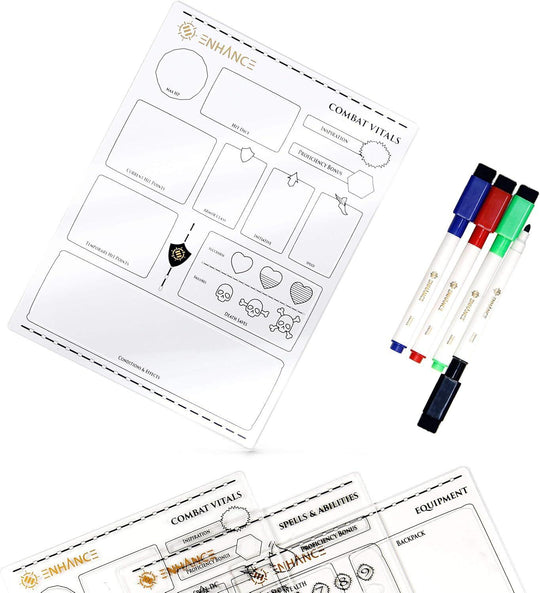 Enhance Tabletop: Acrylic Character Sheets - Clear