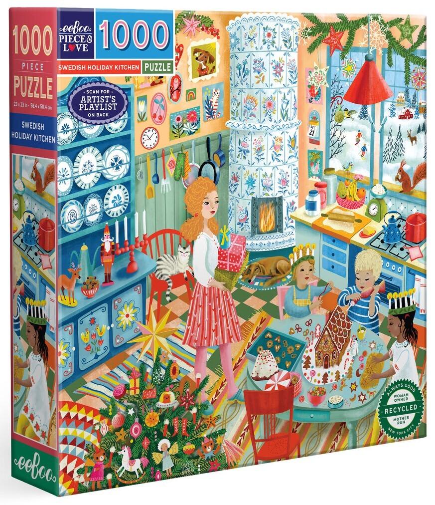 eeBoo: Swedish Holiday Kitchen - Square Puzzle (1000pc Jigsaw) Board Game