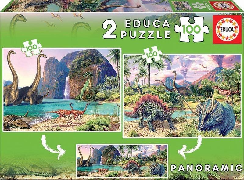 Educa: Dino World - Puzzles (2x100pc Jigsaws) Board Game