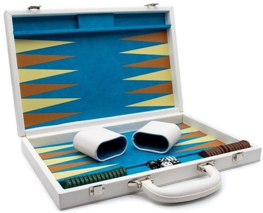 LPG: Leather Backgammon Set - White Board Game