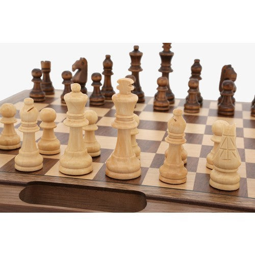 Dal Rossi Walnut 3 in 1 Chess, Checkers & Backgammon Set (40cm) Board Game