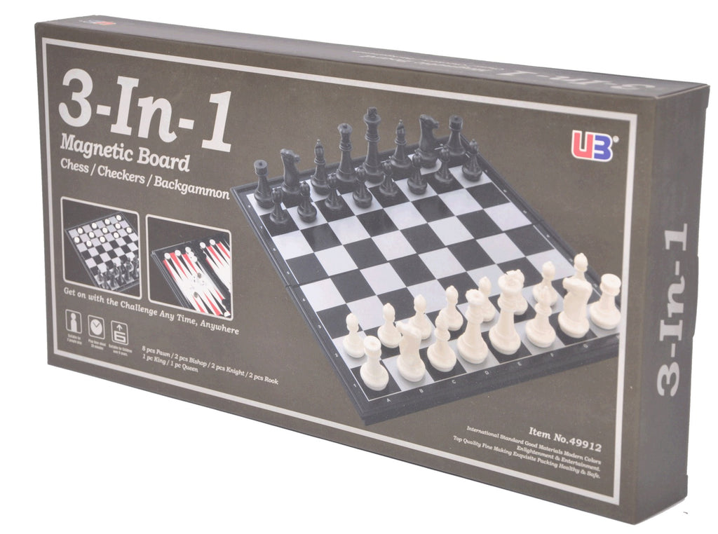 Magnetic 3 in 1 (Chess/Checkers/Backgammon) 14" Board Game
