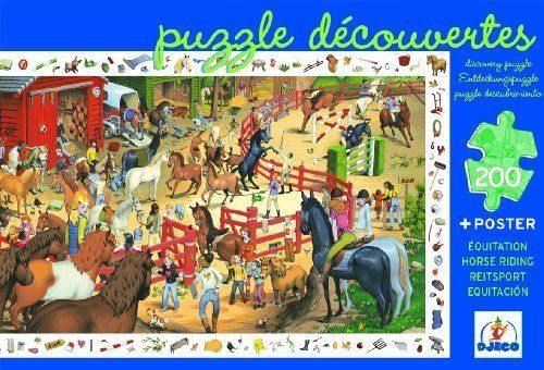 Djeco: Horse Riding Observation Jigsaw Puzzle Board Game