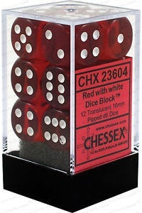 Chessex: Translucent 16mm D6 Block - Red/White