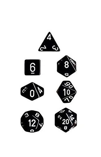 Chessex: Opaque Polyhedral Dice Set - Black/White
