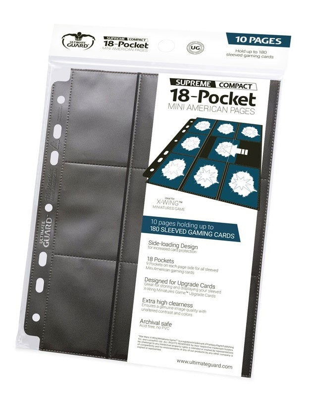 Ultimate Guard: 18-Pocket Mini-American Compact Pages (Black)