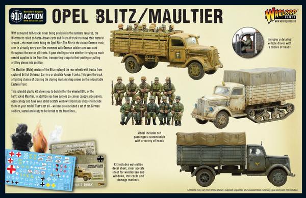 Bolt Action - German Army Opel Blitz & Maultier