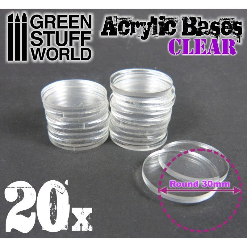 Acrylic Bases - Round 30 mm (Clear)