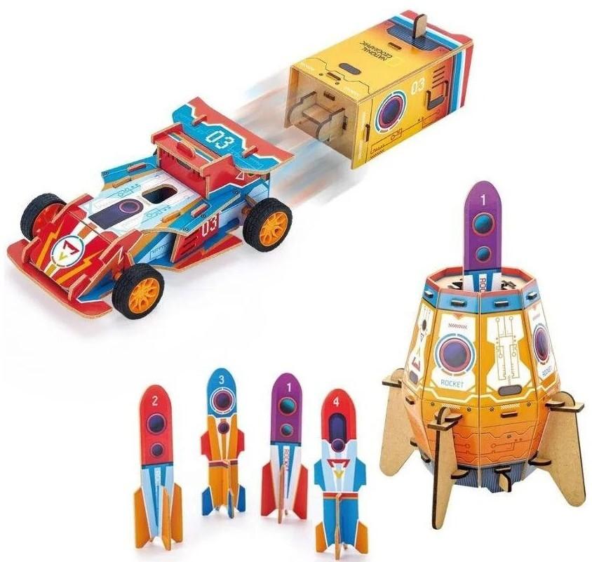 Cubic Fun: 3D Puzzle - 2-in-1 Rocket Racing Car Board Game