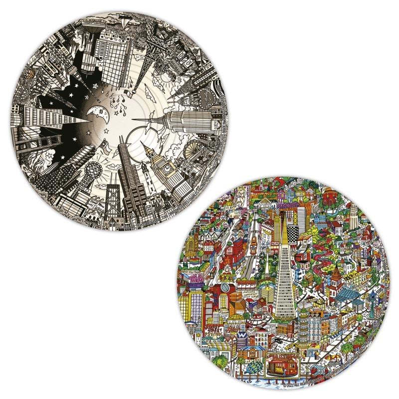 Educa: Charles Fazzino Round - 3D Puzzle Board Game