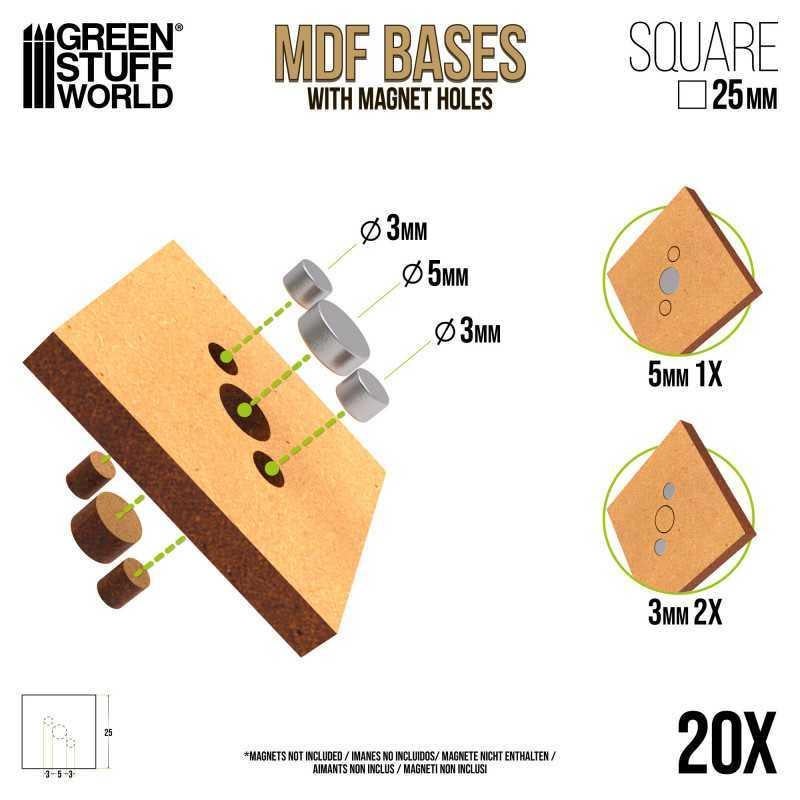 GSW: MDF Bases - Square (20pcs, 25mm)