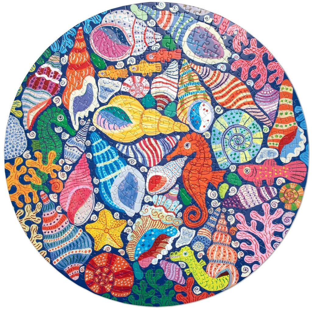 eeBoo: Seahorses, Shells & Coral 500 - Round Puzzle (500pc Jigsaw) Board Game
