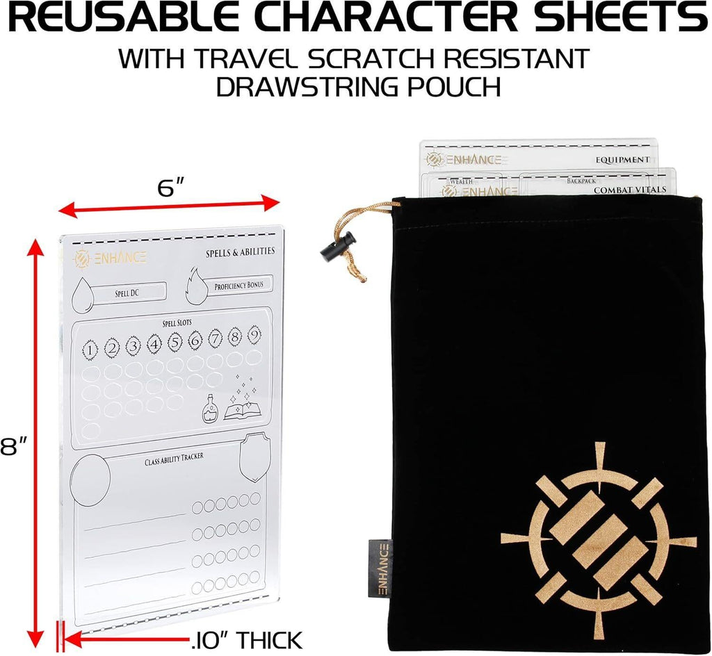 Enhance Tabletop: Acrylic Character Sheets - Clear
