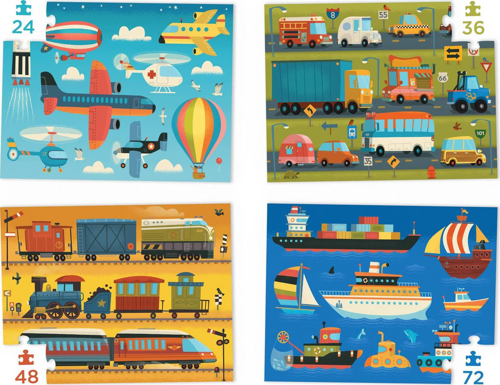 Crocodile Creek: Vehicles - 4-in-1 Puzzles (24pc,36pc,48pc,72pc Jigsaws) Board Game