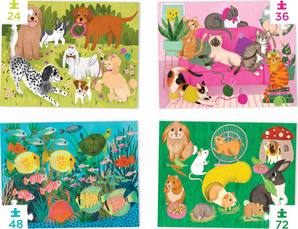 Crocodile Creek: Playful Pets - 4-in-1 Puzzles (24pc,36pc,48pc,72pc Jigsaws) Board Game