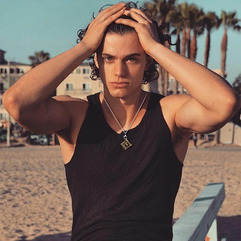 Mini Dice Set with D6 Hollow Necklace - Antique Gold Dragon