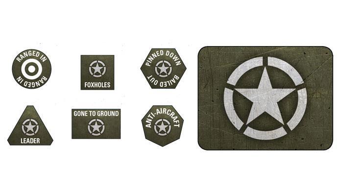 Flames of War: American LW Tokens (x20) & Objectives (x2)