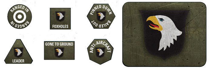 Flames of War: 101st Airborne - Division & Objectives Token Set