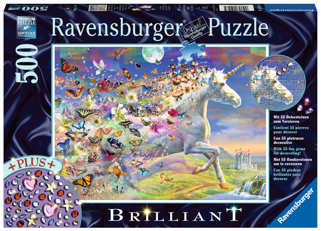 Ravensburger: Brilliant - Unicorn & Butterflies (500pc Jigsaw) Board Game