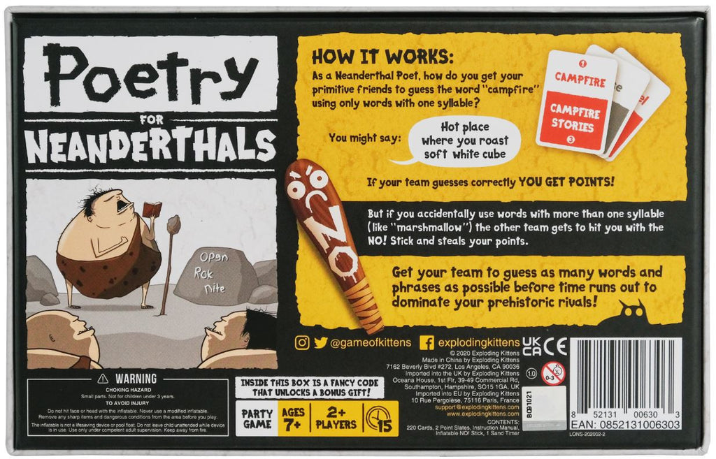 Poetry for Neanderthals (by Exploding Kittens) Board Game