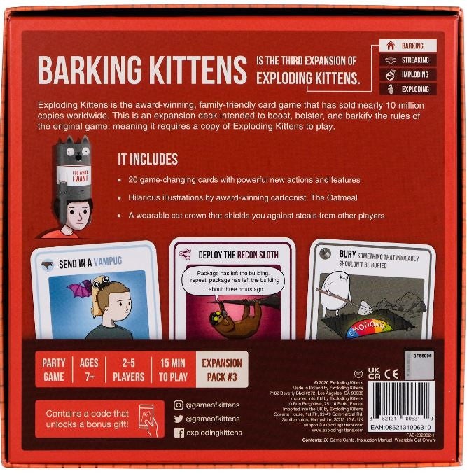 Barking Kittens: Exploding Kittens Board Game Expansion Pack