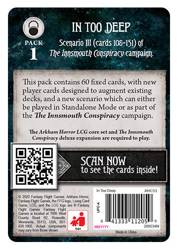 Arkham Horror LCG: In Too Deep - Mythos Pack Card Game