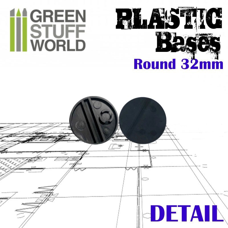 GSW: Black Plastic Bases (Round 32mm) - 20 Pack