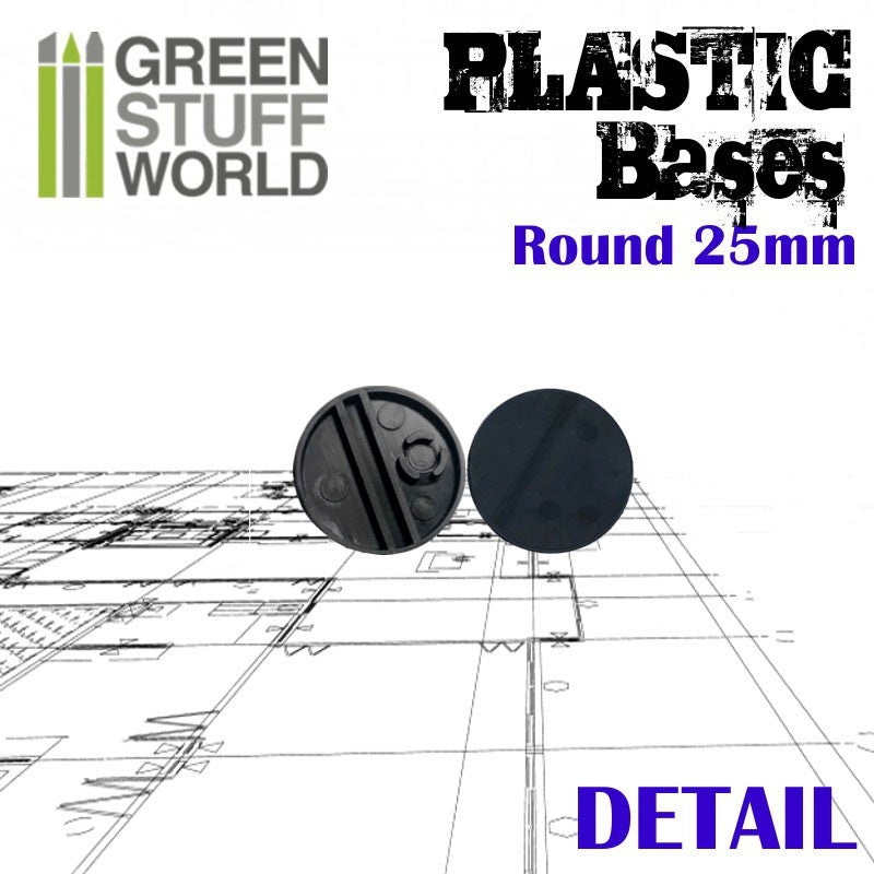 GSW: Black Plastic Bases (Round 25mm) - 20 Pack